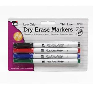 Dry Erase Markers, Pocket Style, Fine Point, Assorted, 4 Count