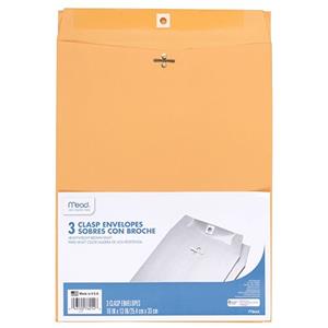 Mead Envelopes, Clasp, 10" x 13", 3 Count